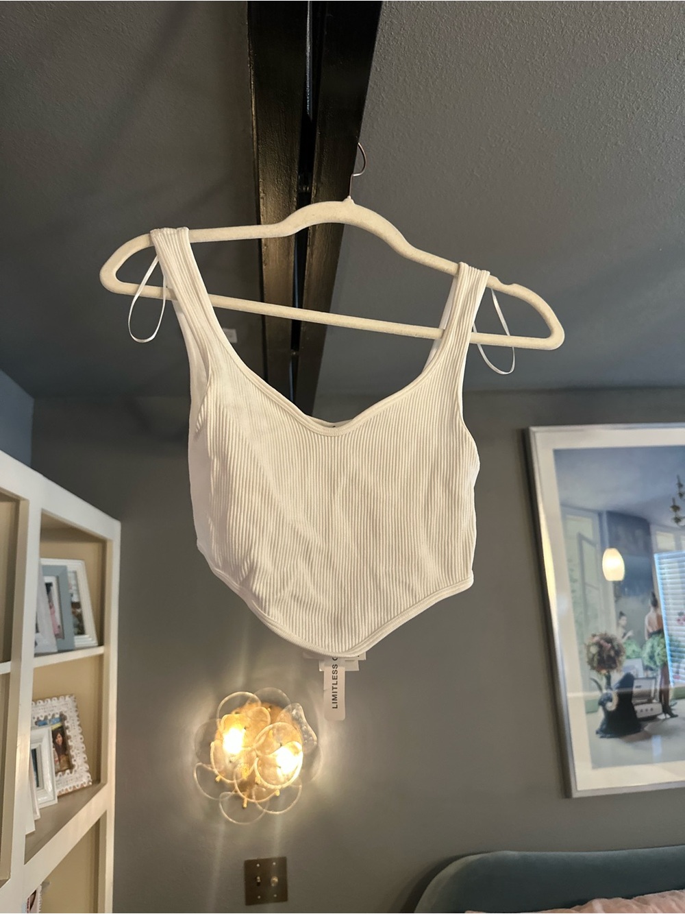 Zara White Ribbed Scoop Crop Top